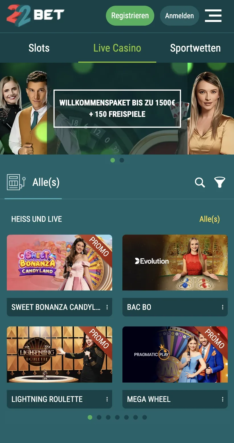 App-Ansicht 1 – 22Bet